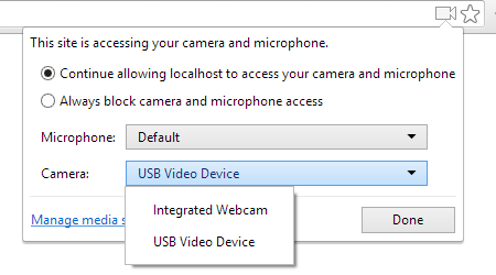 Camera and mic access in browser