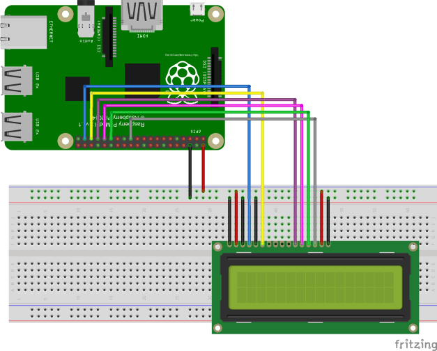 Fritzing sketch for connecting LCD with Raspberry PI