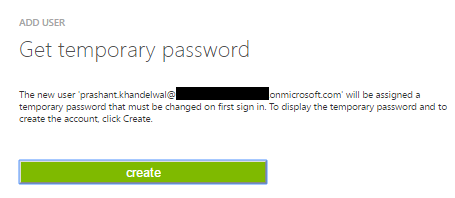 Get temporary password for user
