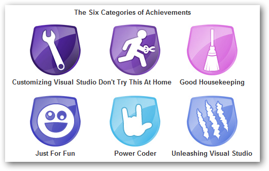Visual Studio achievements categories