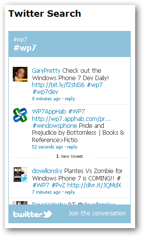 Web helpers twitter widget search