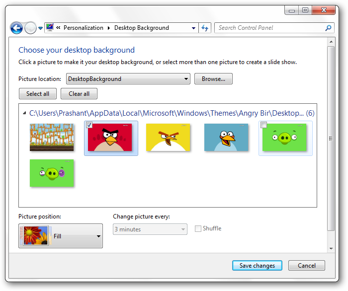 Windows 7 Angry Birds theme