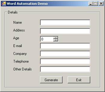 Application for word mail merge