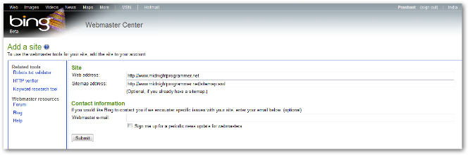 Bing webmaster