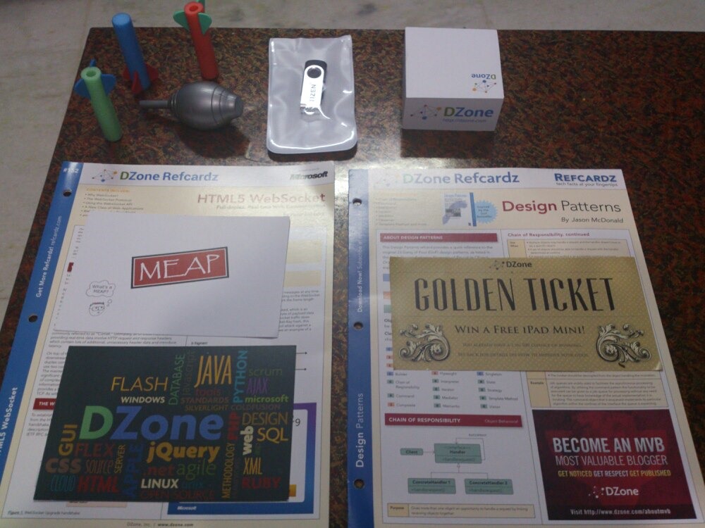 Inside DZone goodies box