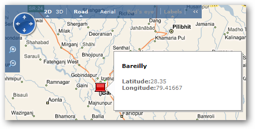 Location via Geonames data on Bing Maps
