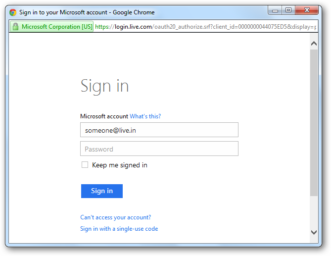 Windows Live Login Page