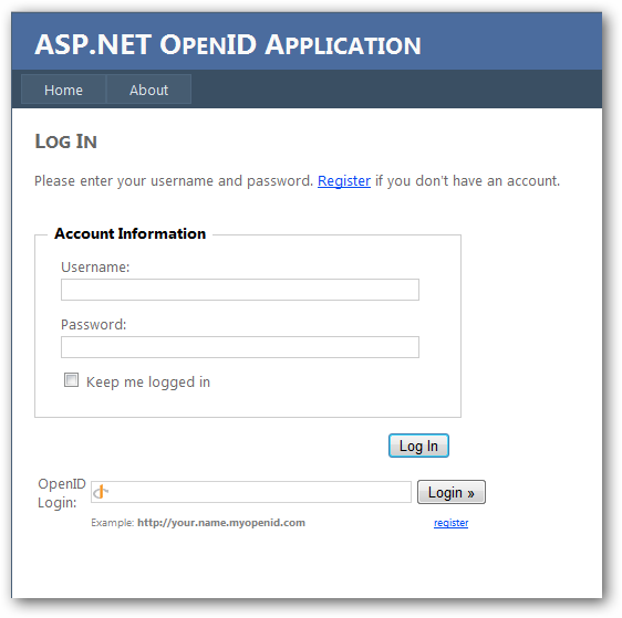 OAuth control rendered in web app
