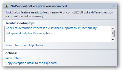 Windows 7 API exception